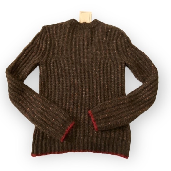 NWT La Ligne Sweater  V neck alpaca wool sweater, Brown, Size XS - Picture 8 of 15